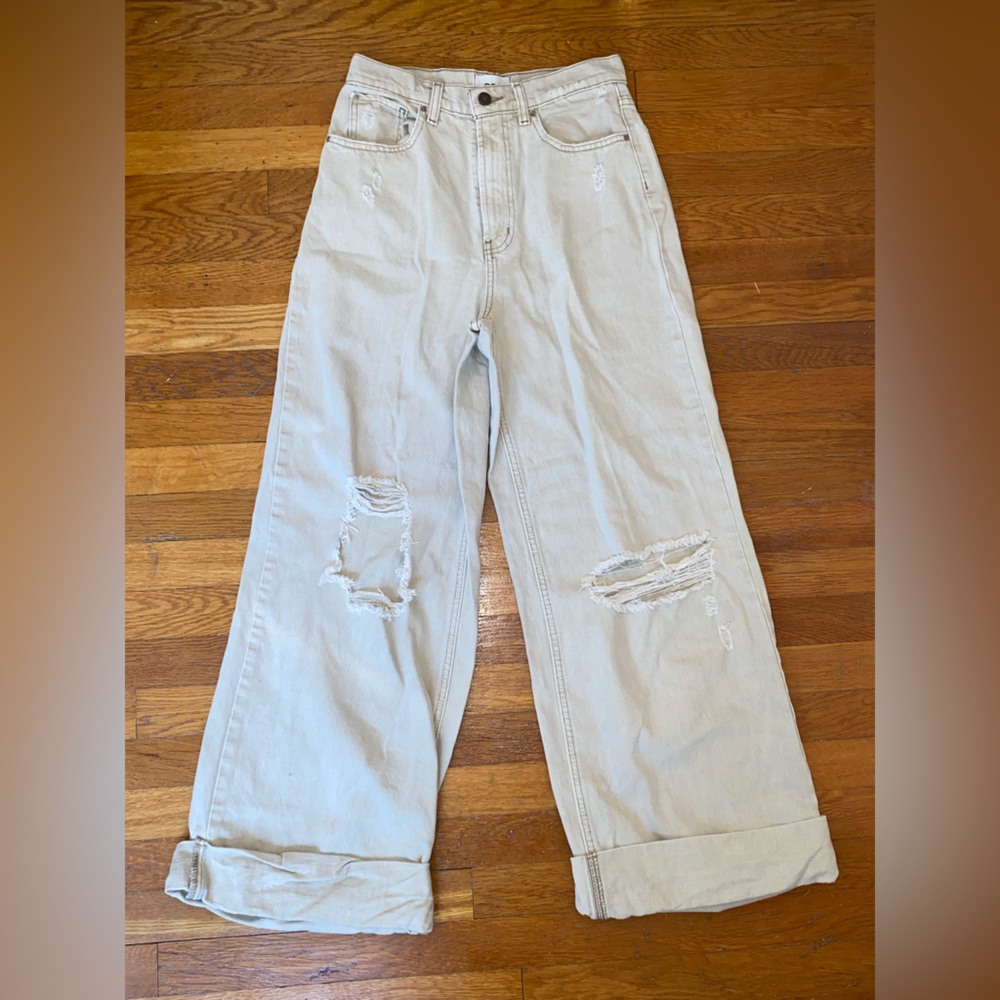 BDG Urban Outfitters Skater Baggy Distressed Khaki/Bone Size 27 Jeans Pants